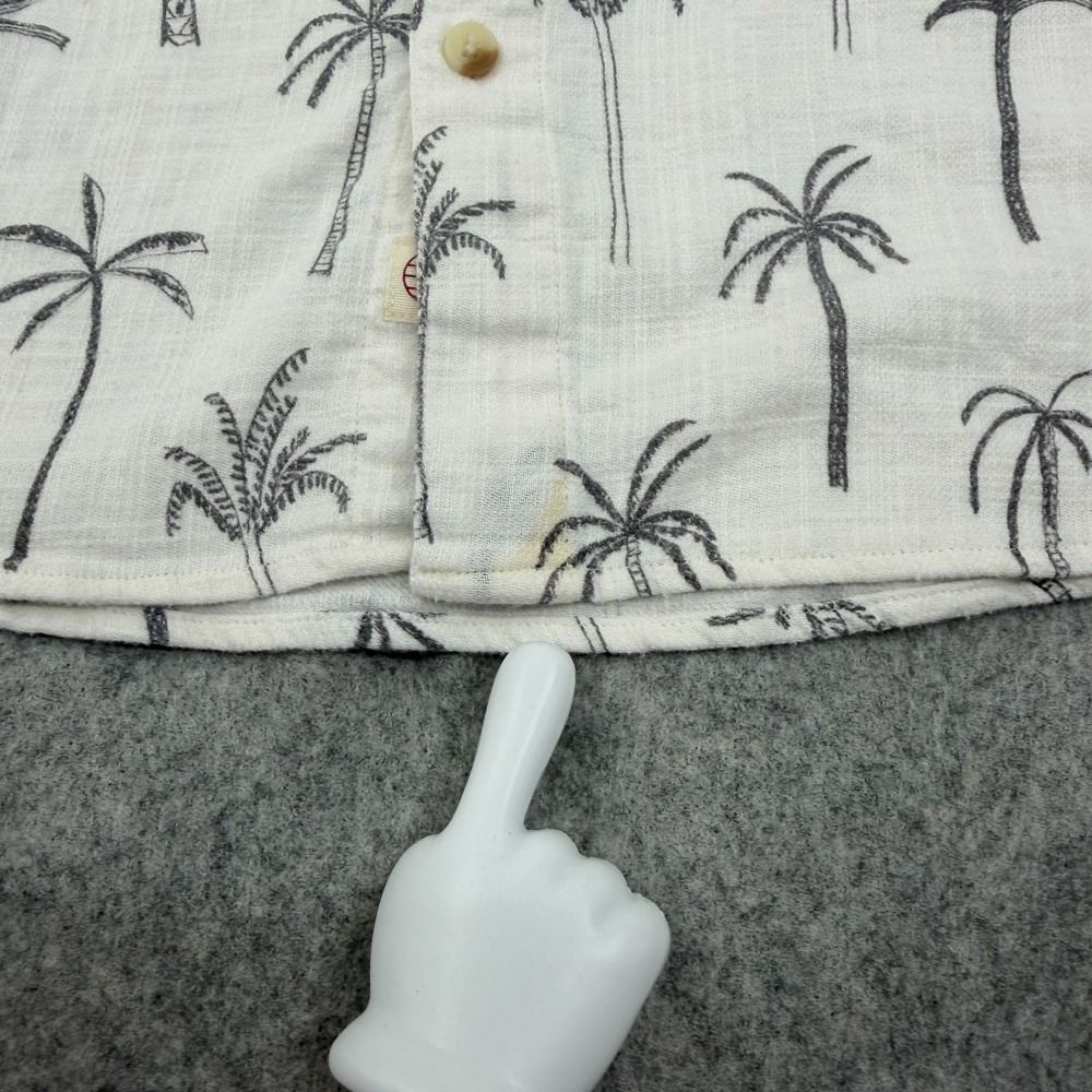 Marine Layer Shirt Mens XL White Green Palm Tree Button Up Hemp Camp Hawaiian - Picture 7 of 10